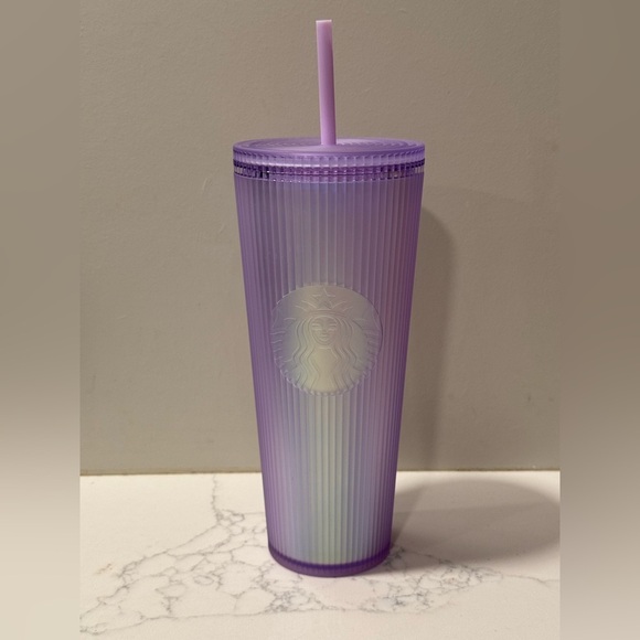 Starbucks Fall 2023 Lilac Aurora Iridescent Pleated Soft Touch Tumbler 24oz - Picture 1 of 10